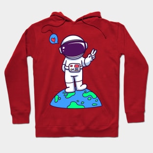 Cute Astronaut Hand Peace Hoodie